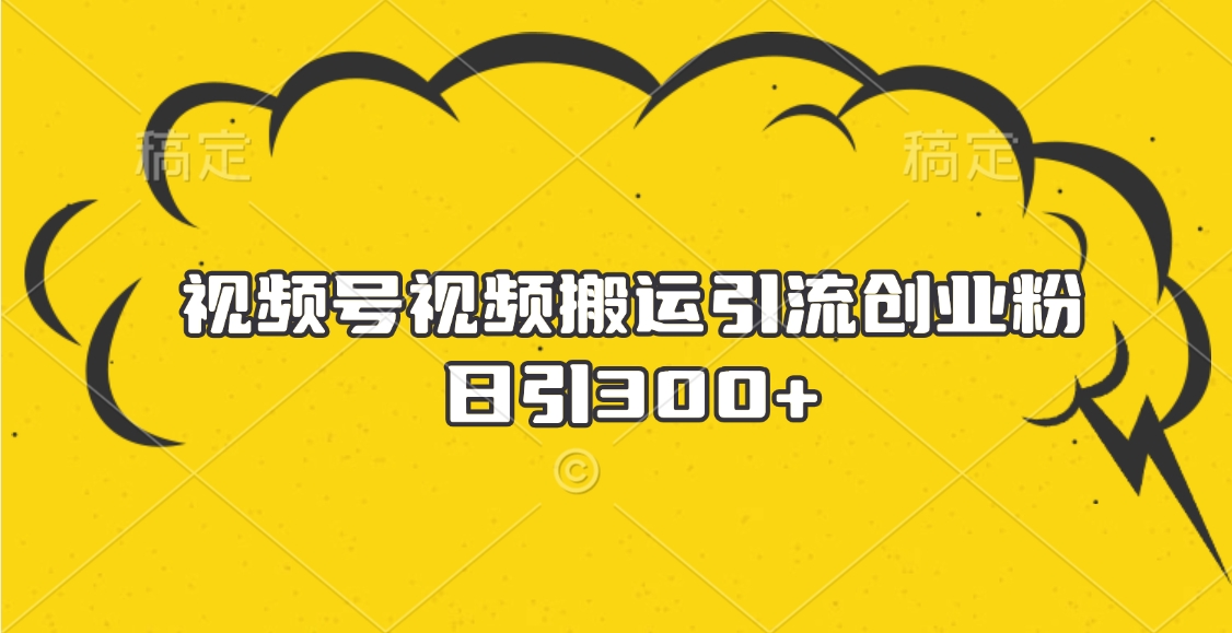 视频号视频搬运引流创业粉，日引300+_北创网