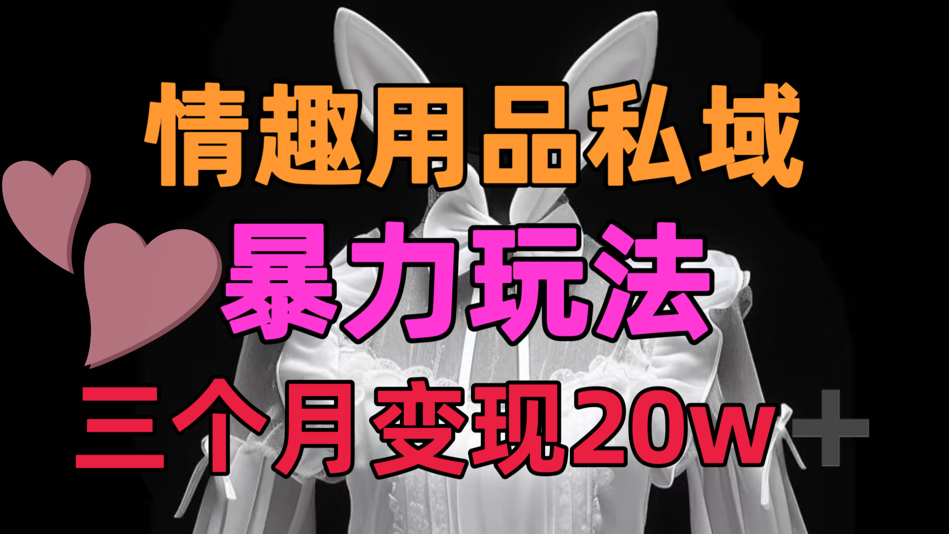 情趣用品私域，25年最新暴力玩法，三个月变现20w➕_北创网